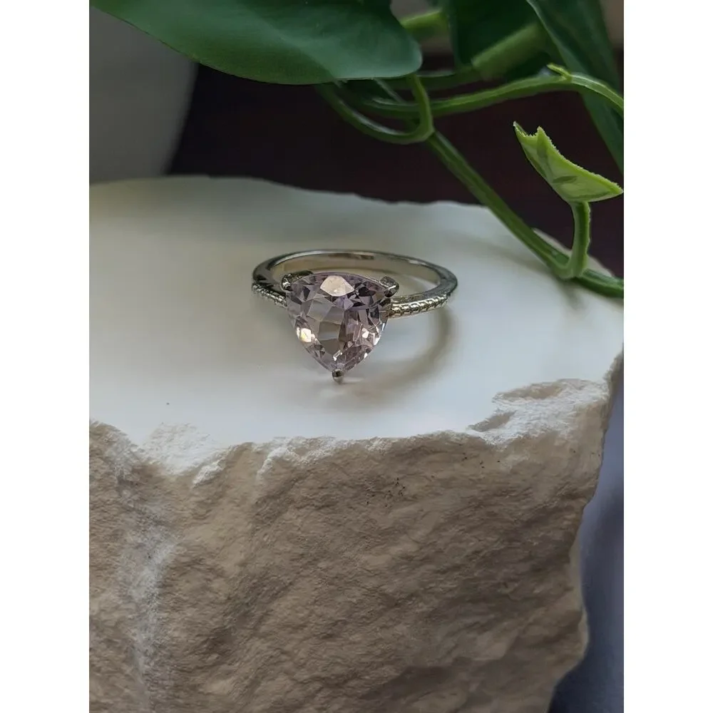 925 Sterling Silver Lilac Tone Morganite Ring Size 9